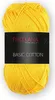 A ball of yellow yarn with a black label. Produktbild-Vorschau