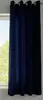 A dark blue curtain hanging in front of a window. Produktbild-Vorschau