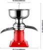 A red and silver electric milk cream separator is shown against a white background with dimensions indicated by text. Produktbild-Vorschau