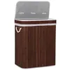 Panier à linge, 3 compartiments, bambou, marron, 100 L, Voir les images du produit 5