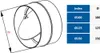 A technical drawing of a circular duct connector with a flap, next to a table of specifications. Náhľad obrázku produktu