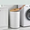 Relaxdays, panier à linge avec couvercle, métal, 50 l, H x Voir les images du produit 2