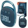 A JBL CLIP 4 Bluetooth speaker is shown in a studio setting with packaging and a smaller inset image. Voir les images du produit