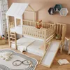 A child's bedroom with a bunk bed, slide, and toys. Podgląd zdjęcia produktu