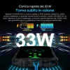 A smartphone is shown charging with marketing text and graphics highlighting its fast charging capabilities. Produktbild-Vorschau