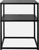 A black metal nightstand with two shelves against a white background. Anteprima dell’immagine prodotto