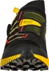 Trailrunning-Schuhe "Cyklon" von La Sportiva; schwarz mit gelben und roten Akzenten; dynamisches Schnürsystem. Podgląd zdjęcia produktu