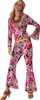 A woman wearing a colorful 1970s-style hippie costume. Produktbild-Vorschau