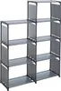 A gray fabric shelving unit with seven compartments arranged in a stepped pattern. Produktbild-Vorschau