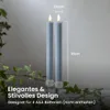 Two LED candles with a ribbed design are shown against a blurred background with greenery. Produktbild-Vorschau