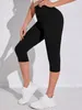 Damen Leggings 3/4 - Hoher Bund - Größe M - Schwarz - Capri Produktbild-Vorschau 3