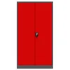 A closed red metal cabinet with a gray frame and a black lock. Anteprima dell’immagine prodotto