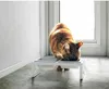 A cat eating from a double pet bowl stand in front of a window. Anteprima dell’immagine prodotto