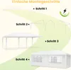 Diagrams illustrating the assembly steps of a white party tent. Podgląd zdjęcia produktu