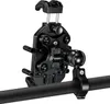 A black smartphone mount attached to a black handlebar. Produktbild-Vorschau