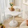 A white side table with a flower vase and tissue box on top, placed near a window with sheer curtains. Produktbild-Vorschau
