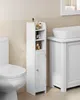 A white bathroom storage cabinet is shown next to a toilet and a sink. Náhled obrázku produktu