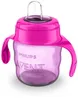 A pink and purple baby sippy cup with handles. Voir les images du produit