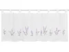 A white valance curtain with embroidered lavender flowers along the bottom edge, hanging from a white rod. Produktbild-Vorschau