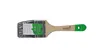 A paintbrush with a wooden handle and green end, packaged in plastic. Produktbild-Vorschau
