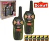 A product shot of a pair of Scout walkie-talkies in their packaging, with a separate image of the walkie-talkies and a row of different colored lights. Náhled obrázku produktu