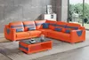 Orange Design Eckgarnitur Ledersofa Ecksofa L Form Couch Produktbild-Vorschau 2