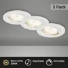 Three white LED recessed ceiling lights are shown on a gray background. Produktbild-Vorschau