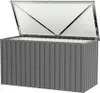 A gray outdoor storage box with its lid open, shown against a white background. Produktbild-Vorschau