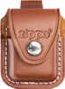 A close-up of a brown leather Zippo lighter case. Produktbild-Vorschau
