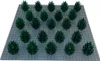 A collection of 25 dark green LEGO bushes arranged on a gray LEGO baseplate. Náhled obrázku produktu