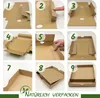 A grid of nine images showing the step-by-step assembly of a cardboard box. Produktbild-Vorschau