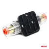 A product shot of an inline fuse holder with a black mounting bracket. Podgląd zdjęcia produktu
