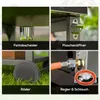 A collage of four close-up images highlighting different features of a gas grill. Náhled obrázku produktu