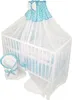 A baby crib with bedding and a canopy. Produktbild-Vorschau