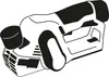 A black and white illustration of a Bosch vacuum adapter. Voir les images du produit