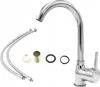 A chrome kitchen faucet and its accessories are displayed against a white background. Anteprima dell’immagine prodotto