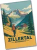 Vintage Zillertal Souvenir Souvenir Magnet mit Wanderer Produktbild-Vorschau 1