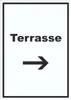 Terrasse Schild mit Text und Richtungspfeil rechts hochkant Produktbild-Vorschau 1
