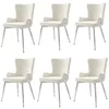 Six beige dining chairs with silver legs are arranged in two rows of three against a white background. Anteprima dell’immagine prodotto