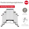 A product image of a silver aluminum step stool with text overlays and a brand logo. Náhľad obrázku produktu