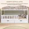 Crazy Pine Letto a Casetta Bianco con Cassetto 100x200 cm – Anteprima dell’immagine prodotto 5