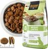 A bag of Belcando dog food with a bowl of kibble and close-up shots of the kibble. Produktbild-Vorschau