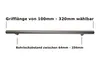 A diagram showing a stainless steel handle with measurements indicated. Produktbild-Vorschau