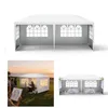 A collage of images showing a white party tent from different angles and in different settings. Voir les images du produit