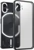Two phone cases are shown, one in front of the other. The case in the foreground is transparent and shows the back of a phone with a glowing ring around the camera module. The case in the background is also transparent and shows the back of a phone with a  Produktbild-Vorschau