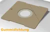 A 3D rendering of a vacuum cleaner dust bag with a central opening and a rubber seal. Produktbild-Vorschau