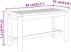 A line drawing of a wooden bench with dimensions indicated by purple lines and text. Anteprima dell’immagine prodotto