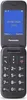 A flip phone is shown open, displaying the screen and keypad. Produktbild-Vorschau