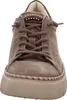 A close-up, front-facing view of a brown suede sneaker with a platform sole. Náhľad obrázku produktu