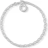 A silver charm bracelet with a circular charm attached to the clasp. Náhľad obrázku produktu